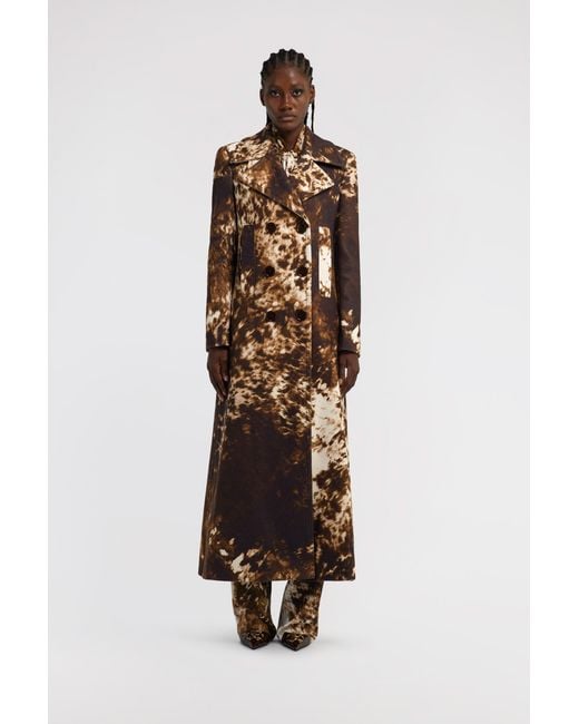 Roberto Cavalli White Appaloosa Printed Double-Breasted Trench Coat