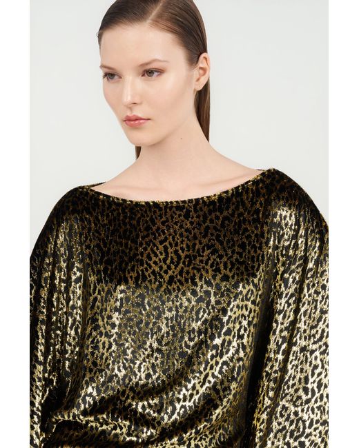 Roberto Cavalli Green Glossy Silk Animal-Print Kimono Dress