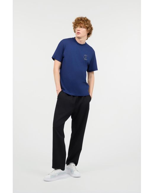 Roberto Cavalli Blue T-Shirt With Monogram On Chest for men
