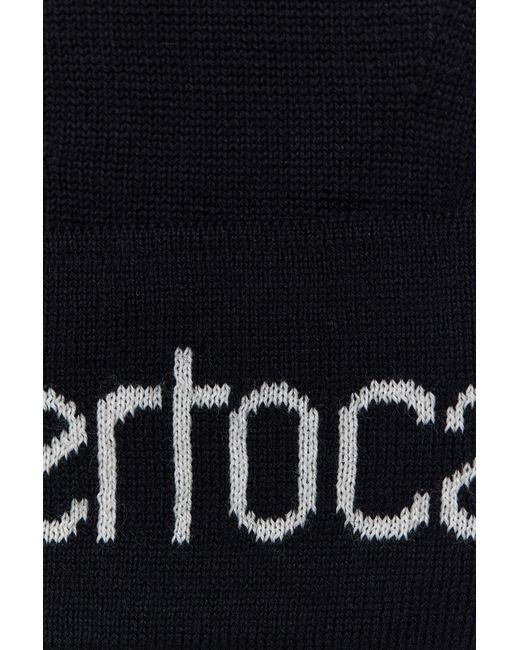 Roberto Cavalli Black Wool Blend Gloves With Logo
