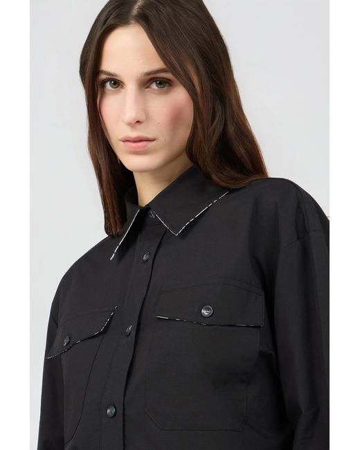 Roberto Cavalli Black Shirt With Contrast Stitching