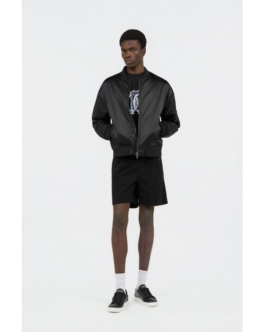 Roberto Cavalli Black Bomber Jacket With Monogram Rc for men
