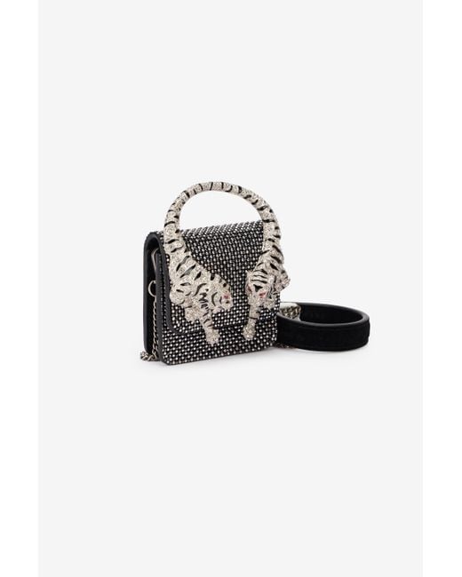 Roberto Cavalli Black Roar Phone Case With Sequins And Tigers