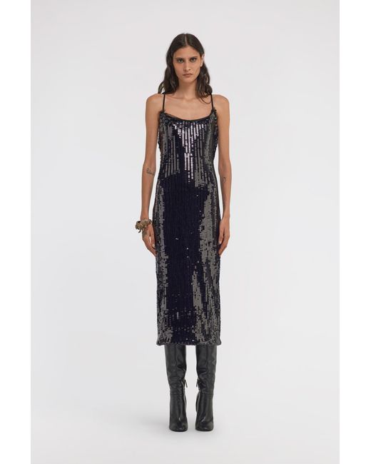 Roberto Cavalli Blue Sequined Midi Dress