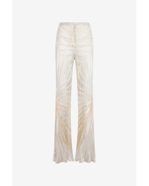 Roberto Cavalli White Trousers With Ray Devoré Print