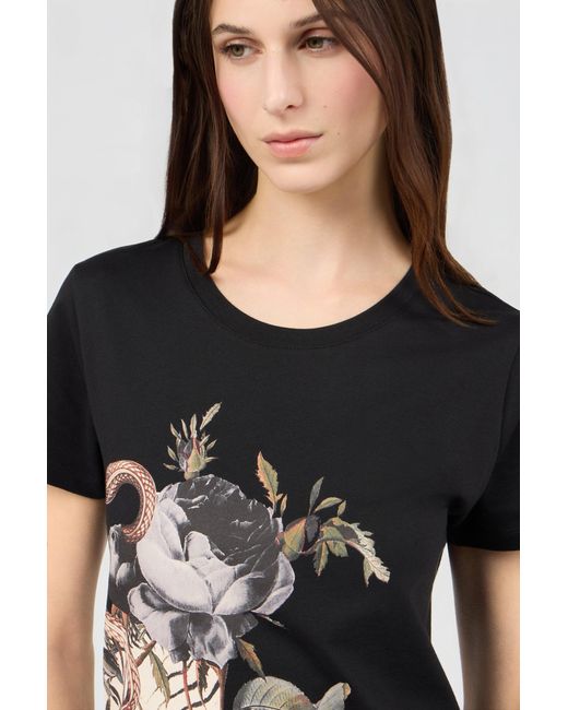 Roberto Cavalli Black Jewellery Foulard Print T-Shirt