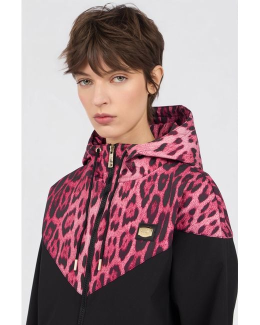 Roberto Cavalli Red Hooded Bomber Jacket