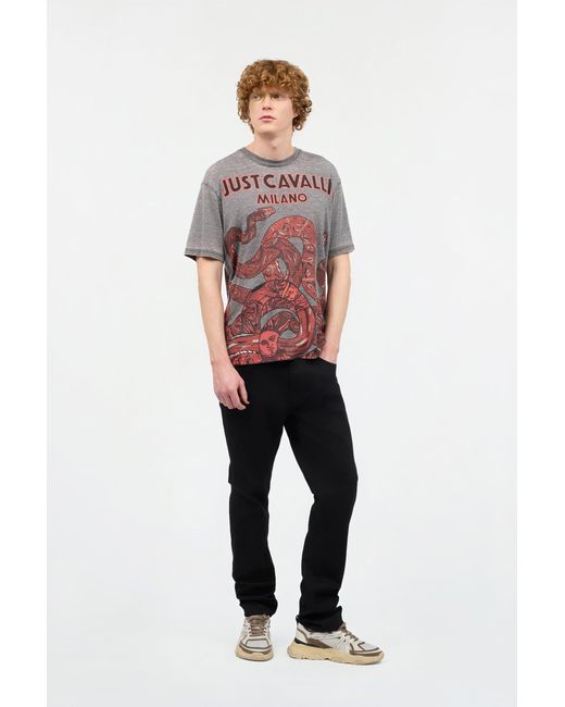 Roberto Cavalli Black Pants With Logo Details for men