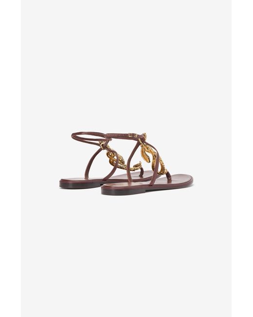 Roberto Cavalli Multicolor Flat Thong Sandals With Snake Motif