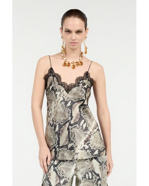 Haut En Soie À Imprimé Python Roberto Cavalli en coloris White