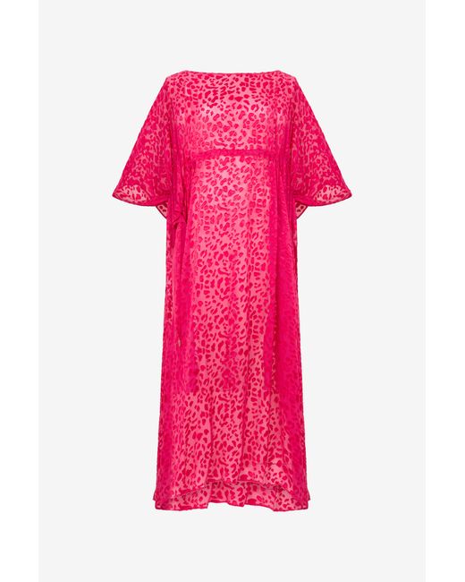 Roberto Cavalli Pink Caftan With Tone-On-Tone Animal Print