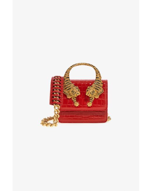 Borsa A Spalla Roar Piccola Con Tigri Gioiello di Roberto Cavalli in Red