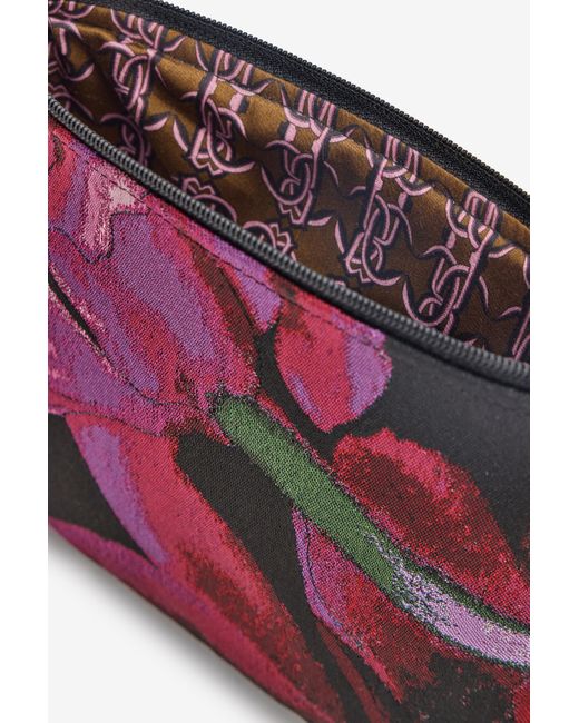 Roberto Cavalli Purple Clutch With Floral Pattern