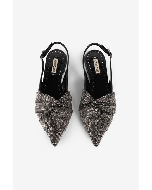 Roberto Cavalli Metallic Le Pettegole Crystal-Embellished Slingback Pumps