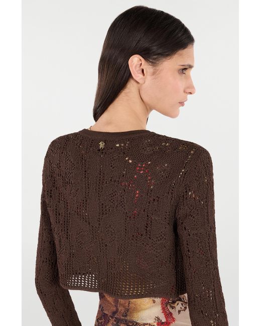 Roberto Cavalli Black Crochet Effect Crop Top