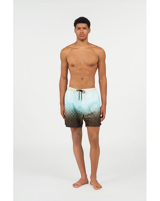 Roberto Cavalli Blue Monogram Print Swimsuit for men