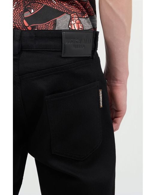 Roberto Cavalli Black Pants With Logo Details for men
