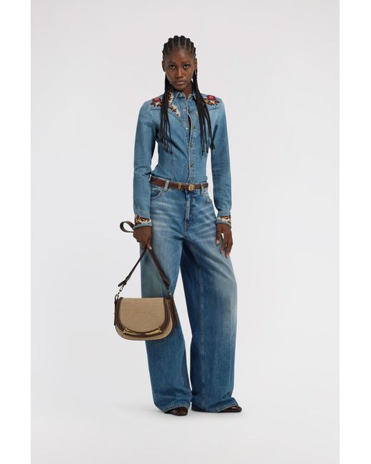 Roberto Cavalli Blue Wide Leg Jeans