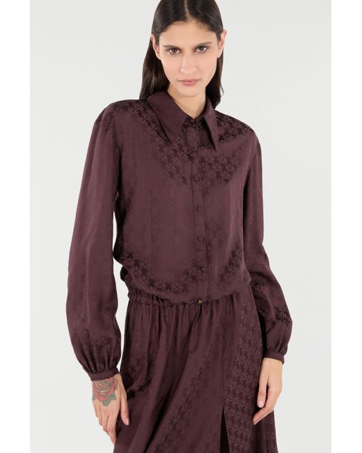Roberto Cavalli Purple Shirt Dress With Mirror Snake Monogram