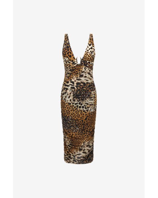 Roberto Cavalli White Jaguar Skin Print Dress
