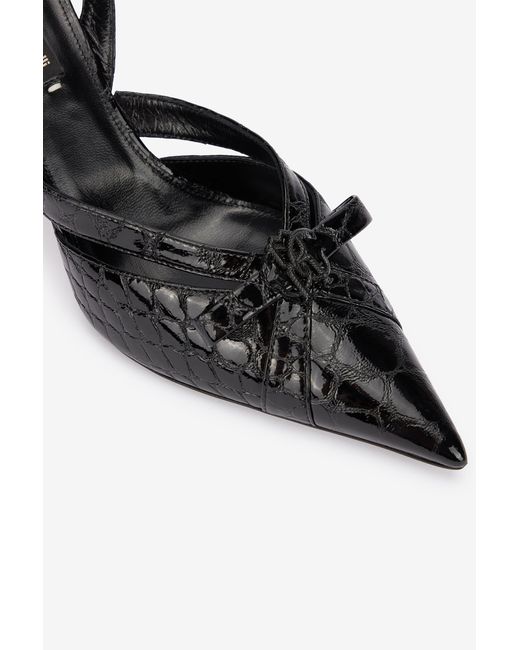Roberto Cavalli Black Slingbacks Kroko