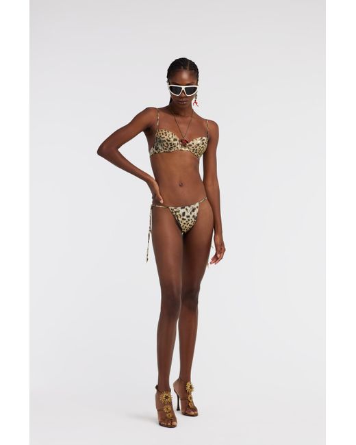 Roberto Cavalli White Slip Bikini Jaguar Skin