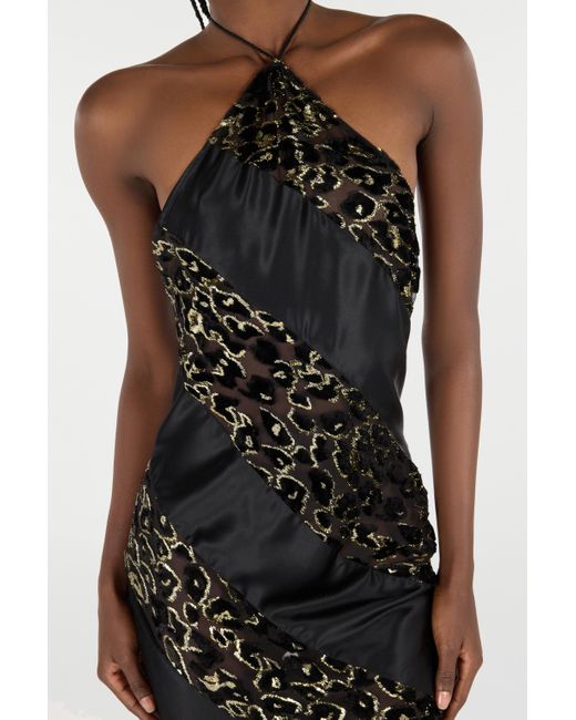 Roberto Cavalli White Long See-Through Dress With Leopard Print Pattern