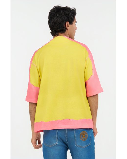 Roberto Cavalli Yellow And Color-Block T-Shirt for men