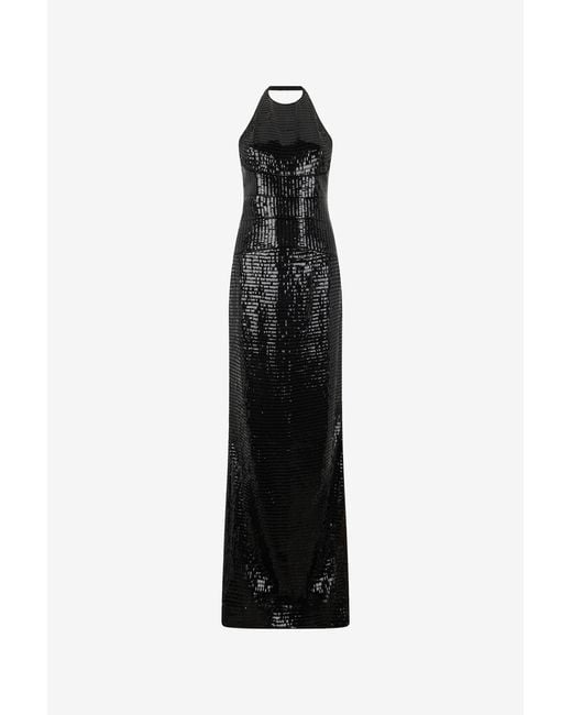 Roberto Cavalli Black Long Sequin Dress