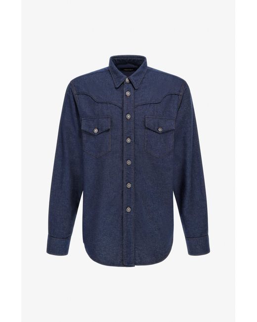 Roberto Cavalli Blue Jeans Shirt for men