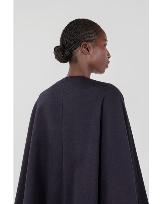 Roberto Cavalli Blue Mantel Mit Cape Aus Einer Kaschmirmischung
