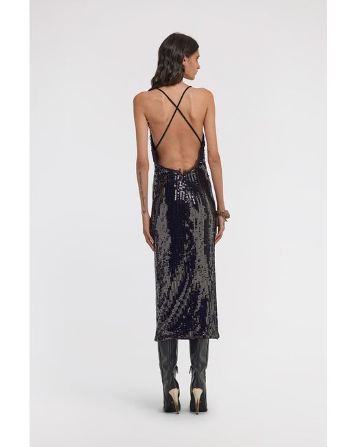 Roberto Cavalli Blue Sequined Midi Dress