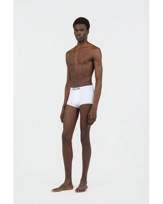 Roberto Cavalli White Cotton Boxers Bi-Pack for men