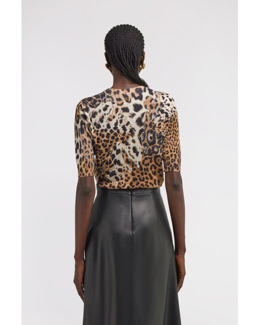 Roberto Cavalli White Malachite Print Short Sleeve Knit