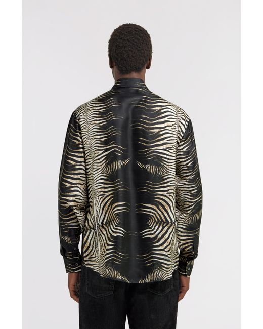 Roberto Cavalli Black Shirt With Zebra Print for men
