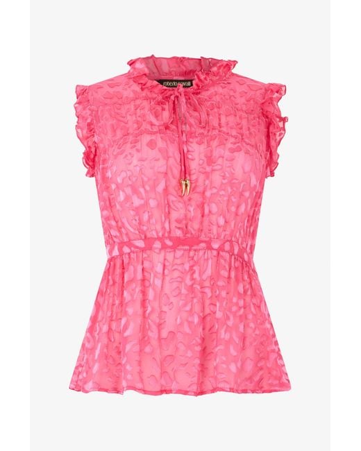 Roberto Cavalli Pink Tone-On-Tone Leopard Shirt