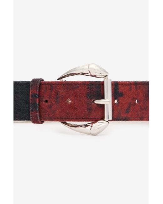 Roberto Cavalli Red Belt With Mottled-Effect Print for men