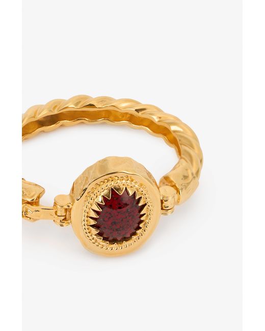 Roberto Cavalli Multicolor Golden Bangle With Ruby Stone