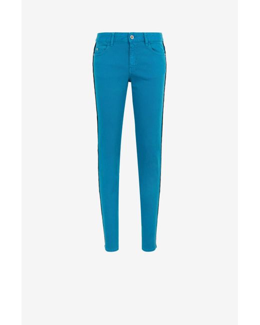 Roberto Cavalli Blue Just Cavalli Crochet-Stripe Jeans