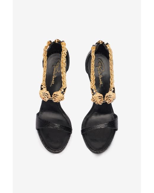 Roberto Cavalli Multicolor Leather Sandals With Tiger Heads