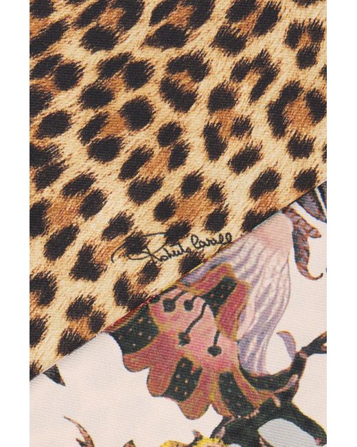 Roberto Cavalli White Silk Headband With Florentine Flowers Print