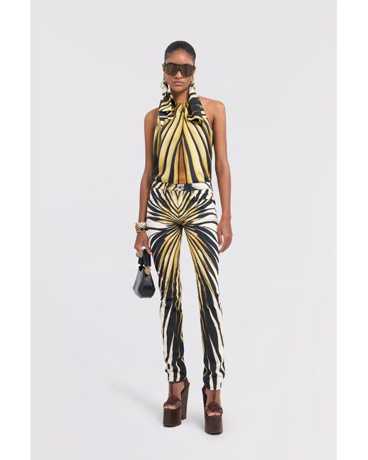 Roberto Cavalli White Ray Of Print Trousers Jeans