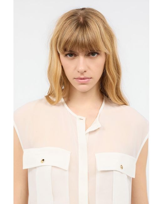 Roberto Cavalli White See-Through Sleeveless Top