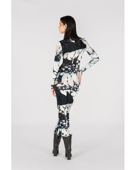 Roberto Cavalli White Long Dress With Marble Print