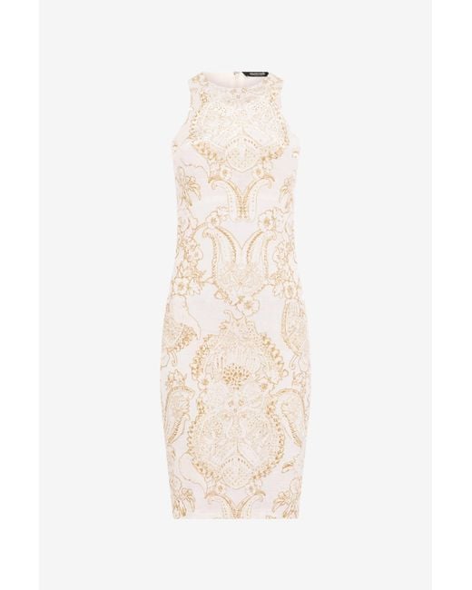 Roberto Cavalli White Ornamental Print Dress