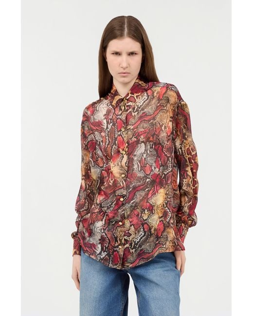 Roberto Cavalli Red Shirt With Python Print