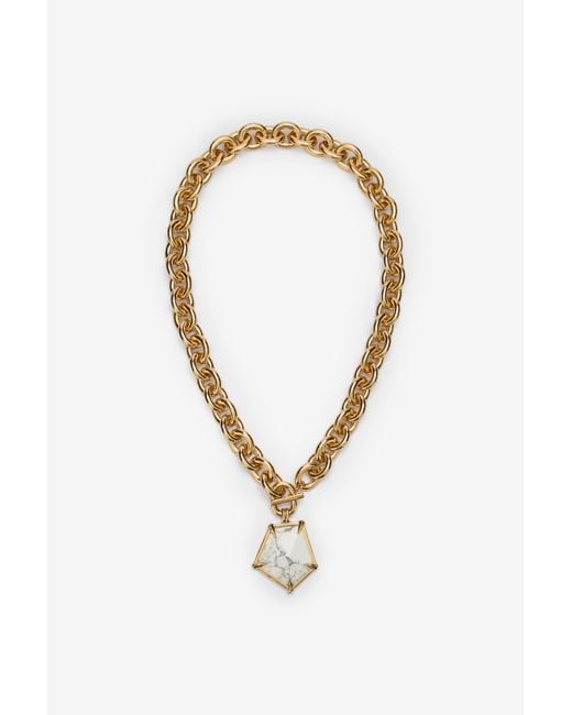 Roberto Cavalli White Grobmaschige Halskette Mit Anhänger