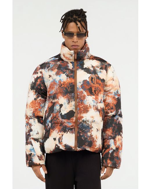 Roberto Cavalli Blue Reversible Tiger Camu Print Puffer Jacket for men