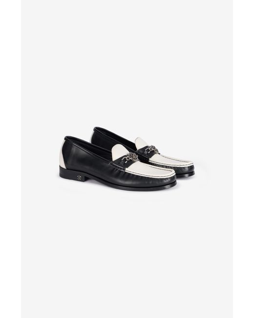 Roberto Cavalli Black Two-Tone Loafers With Mirror Snake Monogram for men