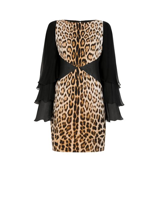Roberto Cavalli Black Leopard Printed Mini Dress